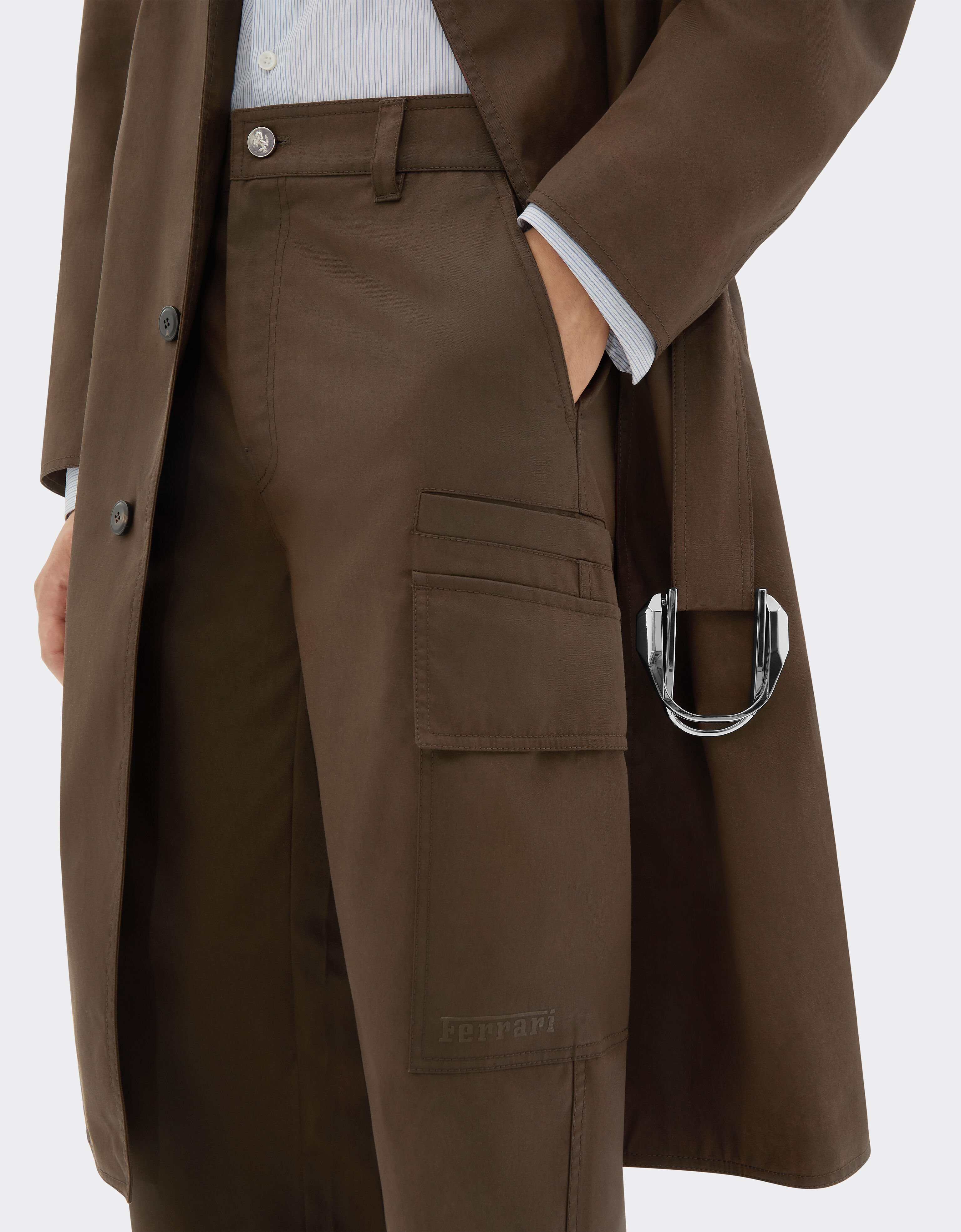 Ferrari Cargo pants in vintage-effect technical gabardine Khaki Green 49922f