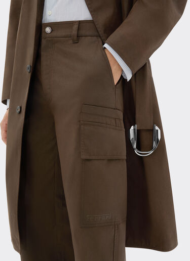 Ferrari Cargo pants in vintage-effect technical gabardine Khaki Green 49922f