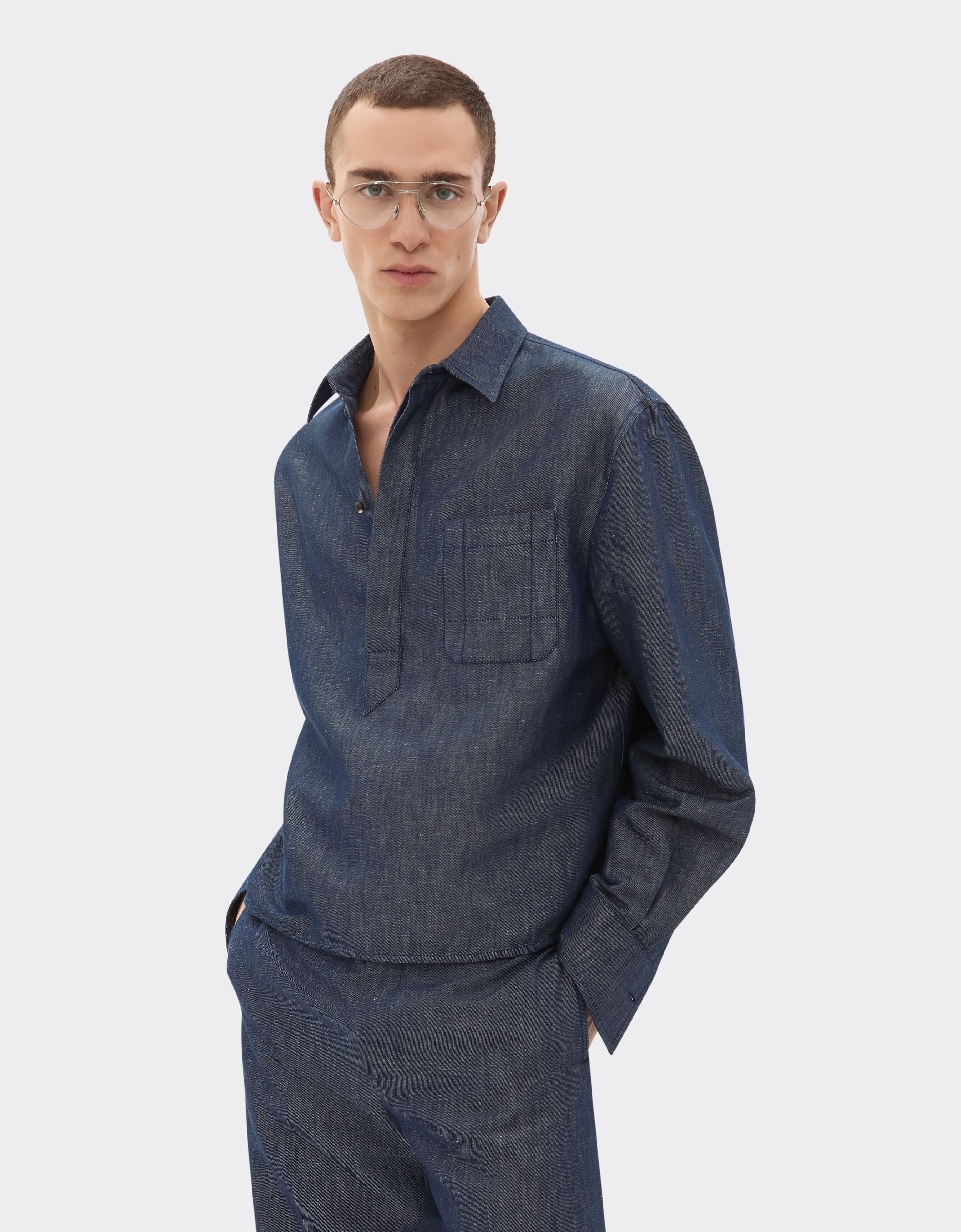 Ferrari Camisa tricotina efecto denim Denim oscuro 22439f