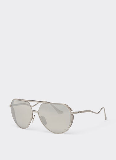 Ferrari Ferrari sunglasses in matt silver-tone titanium with silver mirror lenses Ingrid LA02Hf