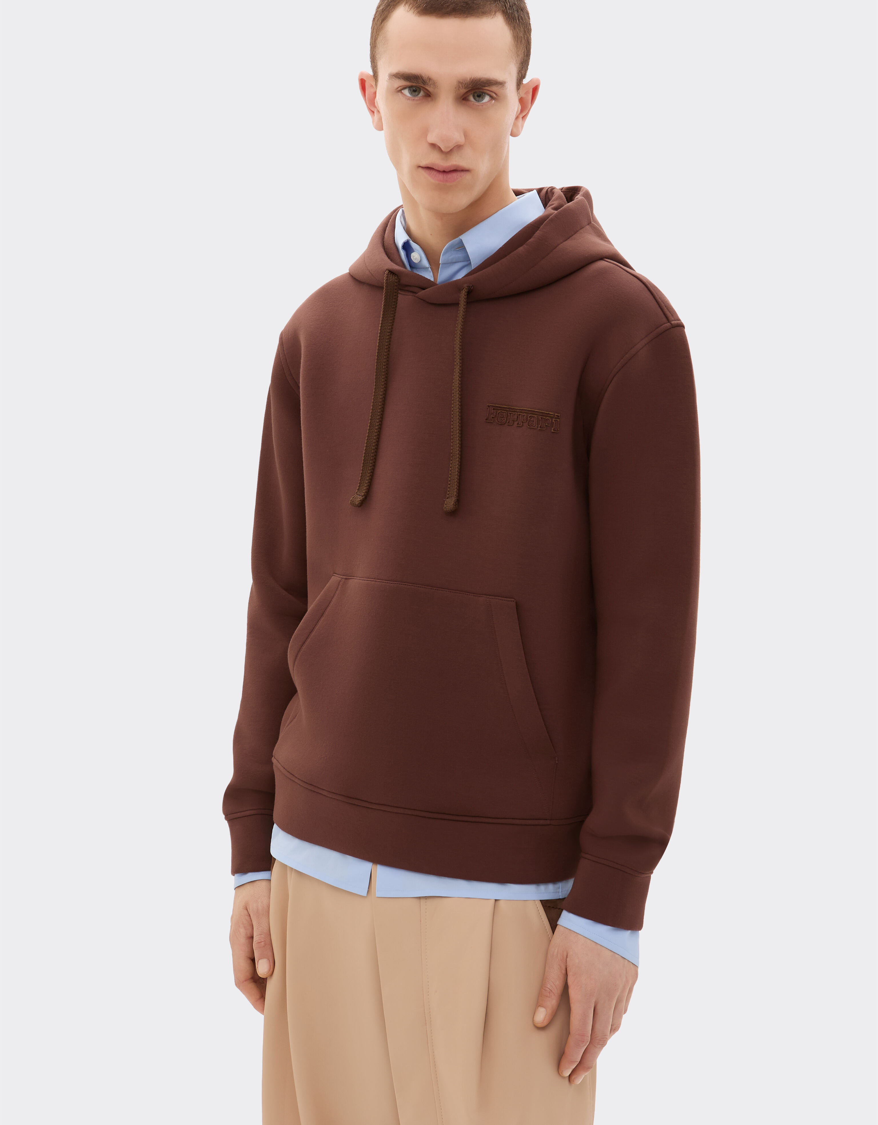 Ferrari Hooded sweatshirt in scuba fabric Espresso 22844f