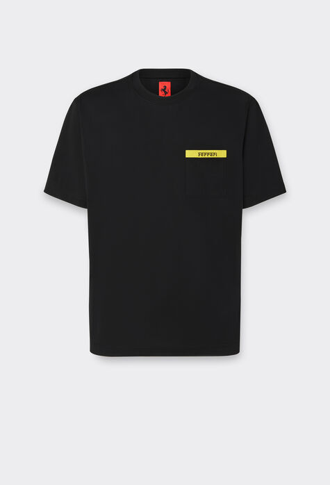 Ferrari T-shirt in cotone con dettaglio a contrasto Rosso Corsa 47817f