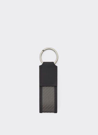 Ferrari Leather and carbon fiber keychain Black 20629f