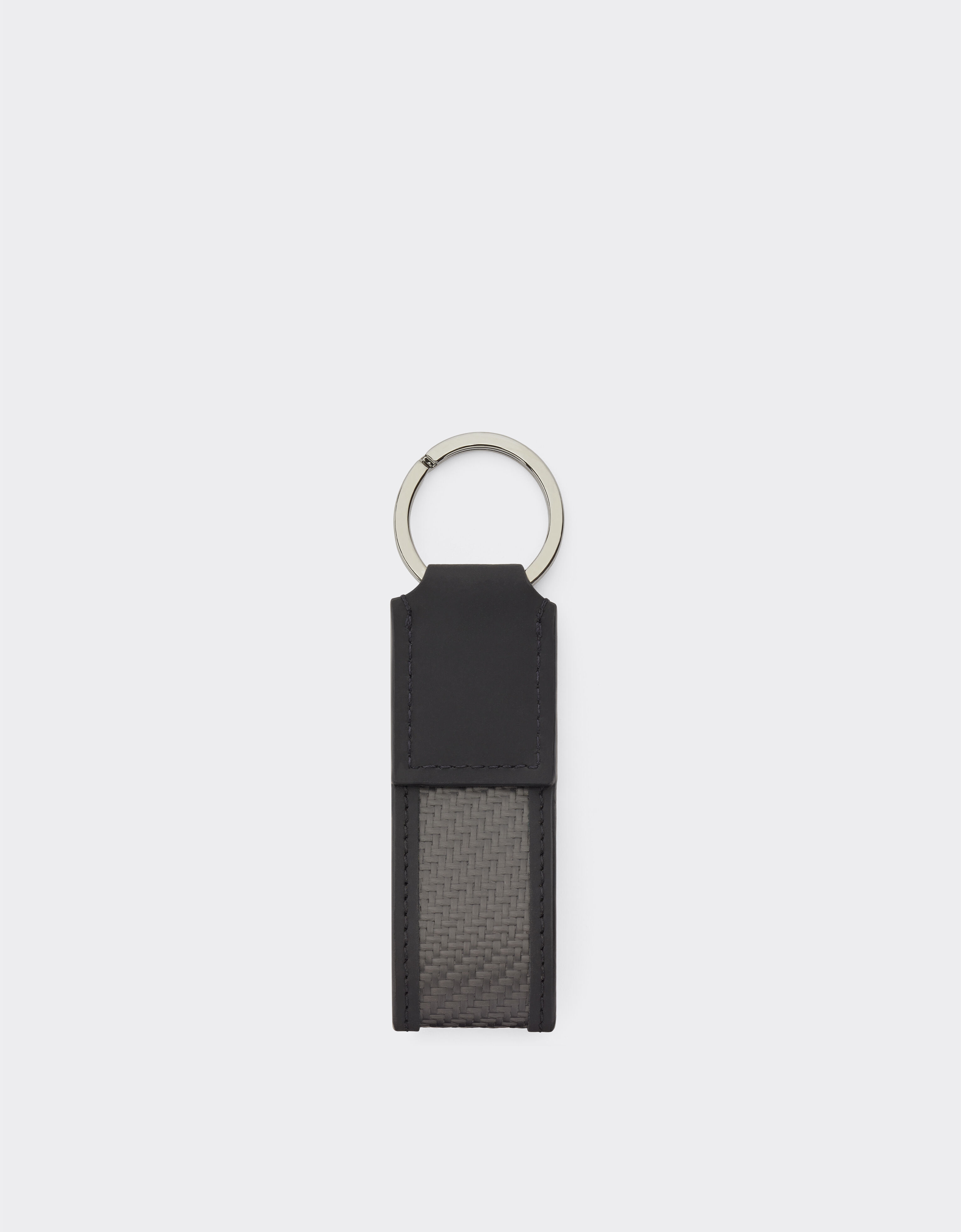 Ferrari Leather and carbon fiber keychain Black 20629f