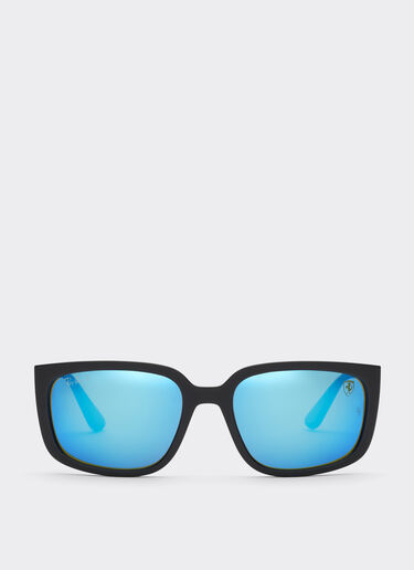 Ferrari Ray-Ban für Scuderia Ferrari RB4443M in schwarzem PEEK mit grün verspiegelten, blau polarisierten Gläsern Mattschwarz F1517f