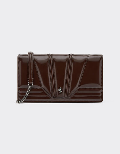 Ferrari Ferrari GT glossy leather wallet with chain strap Espresso 49274f