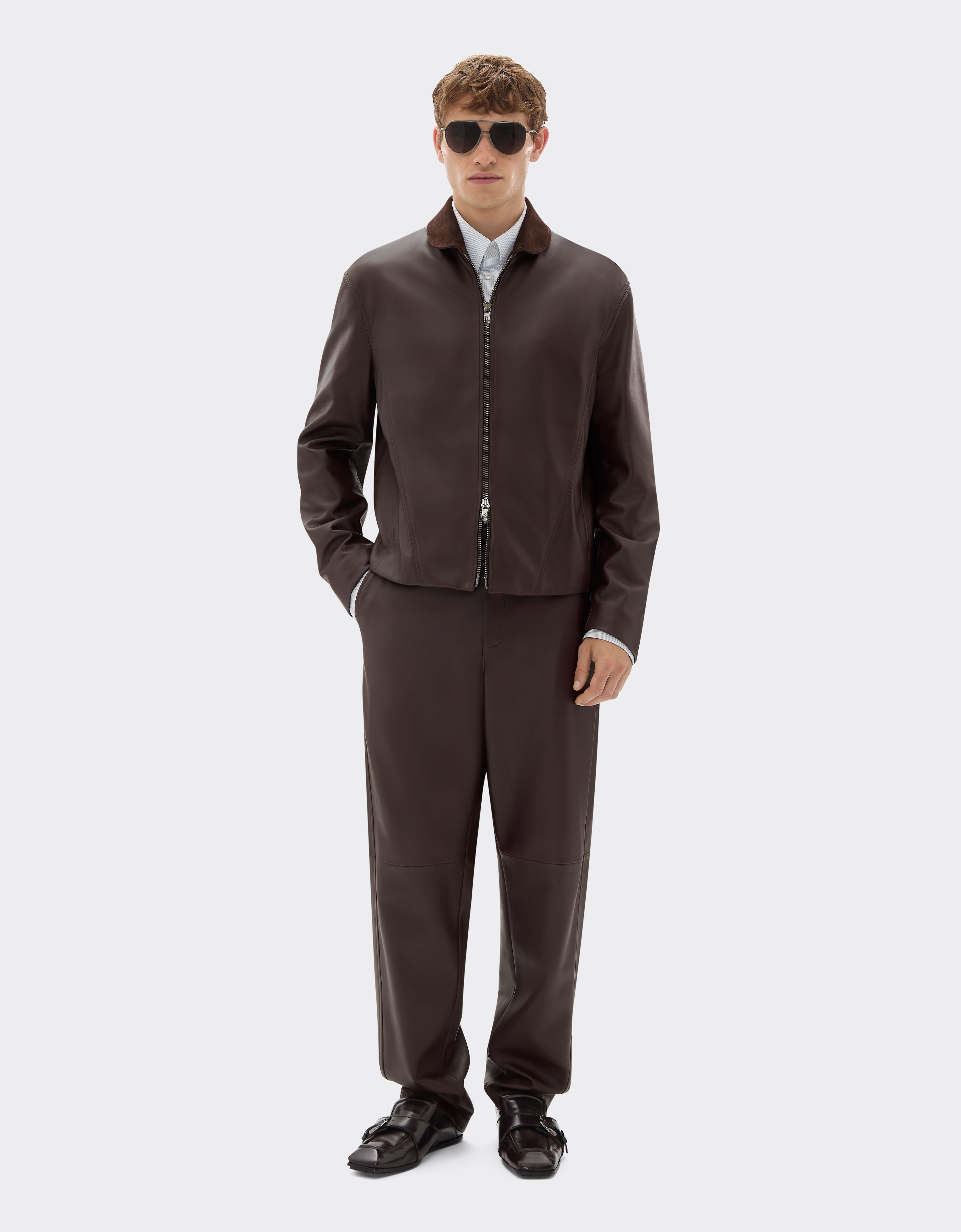 Ferrari Overshirt jacket in nappa and suede Espresso 22579f