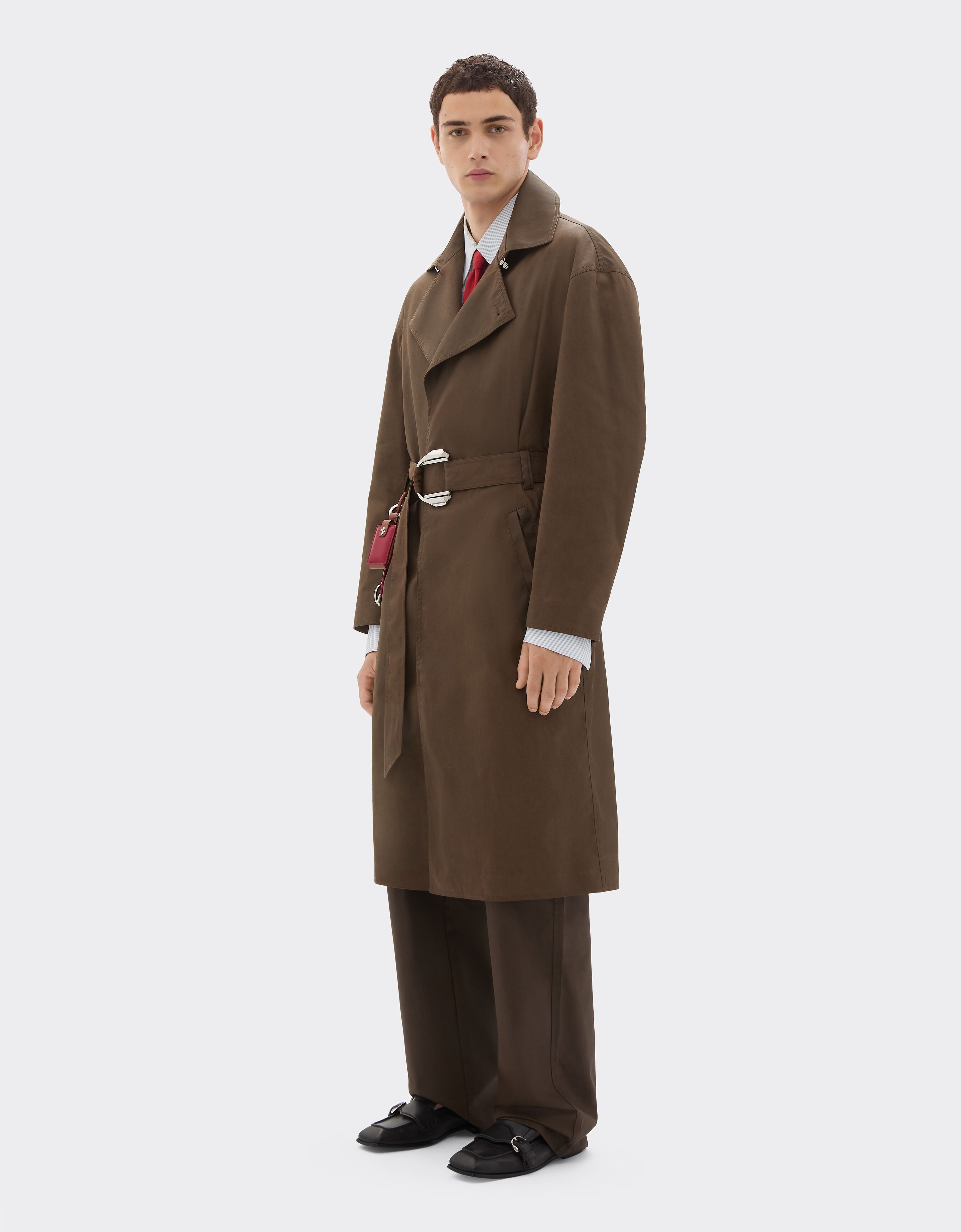 Vintage-effect technical gabardine trench coat Ferrari Vintage-effect technical gabardine trench coat Khaki Green 49923f