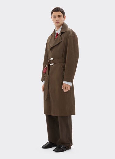 Vintage-effect technical gabardine trench coat Ferrari Vintage-effect technical gabardine trench coat Khaki Green 49923f