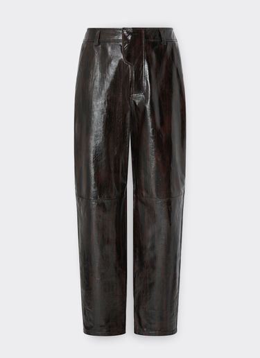 Ferrari Pantalon en cuir brillant avec motif brossé Dark Brown 21213f