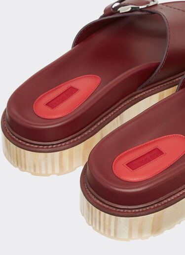Ferrari Coulisseau en cuir avec semelle en bois Rouge Maison 22132f