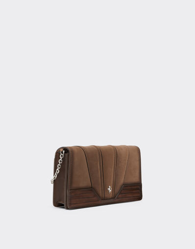 Ferrari  Ferrari GT wallet in shaded nubuck with chain shoulder strap Clay 50395f