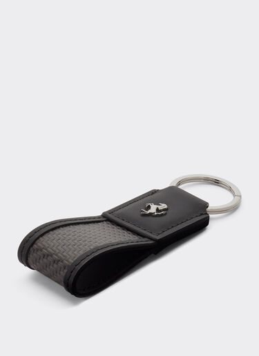 Ferrari Leather and carbon fiber keychain Black 20629f