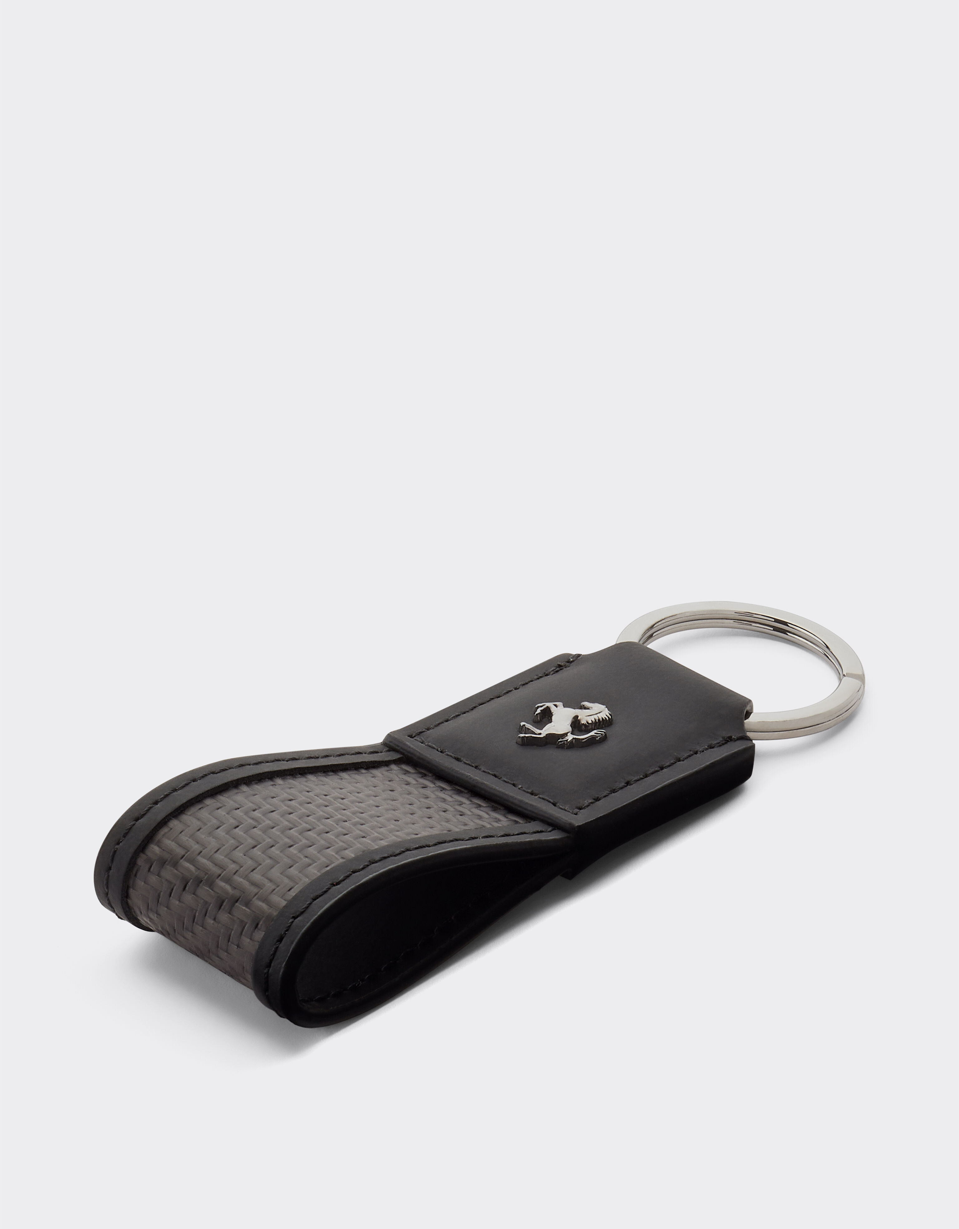 Ferrari Leather and carbon fiber keychain Black 20629f