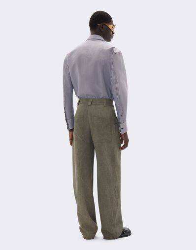 Ferrari Silk-blend Barré shirt with embroidery Powder Blue CWMSH0021WPL0012f