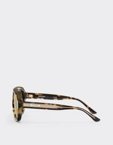 Ferrari Ferrari tortoiseshell brownacetate sunglasses with green gold mirrored lenses Tortoiseshell LA0EUf
