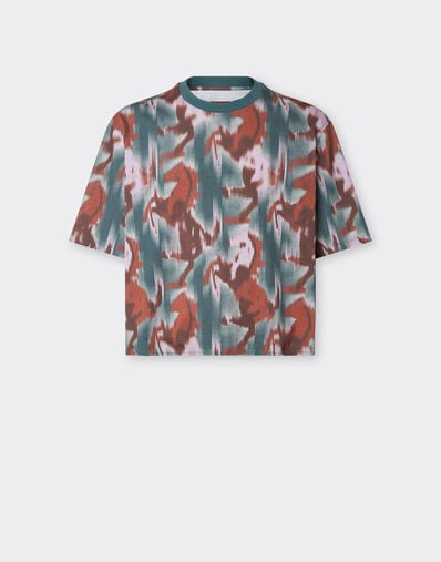 Ferrari Camiseta con estampado Cavallino Ikat Azul pavo real 22511f