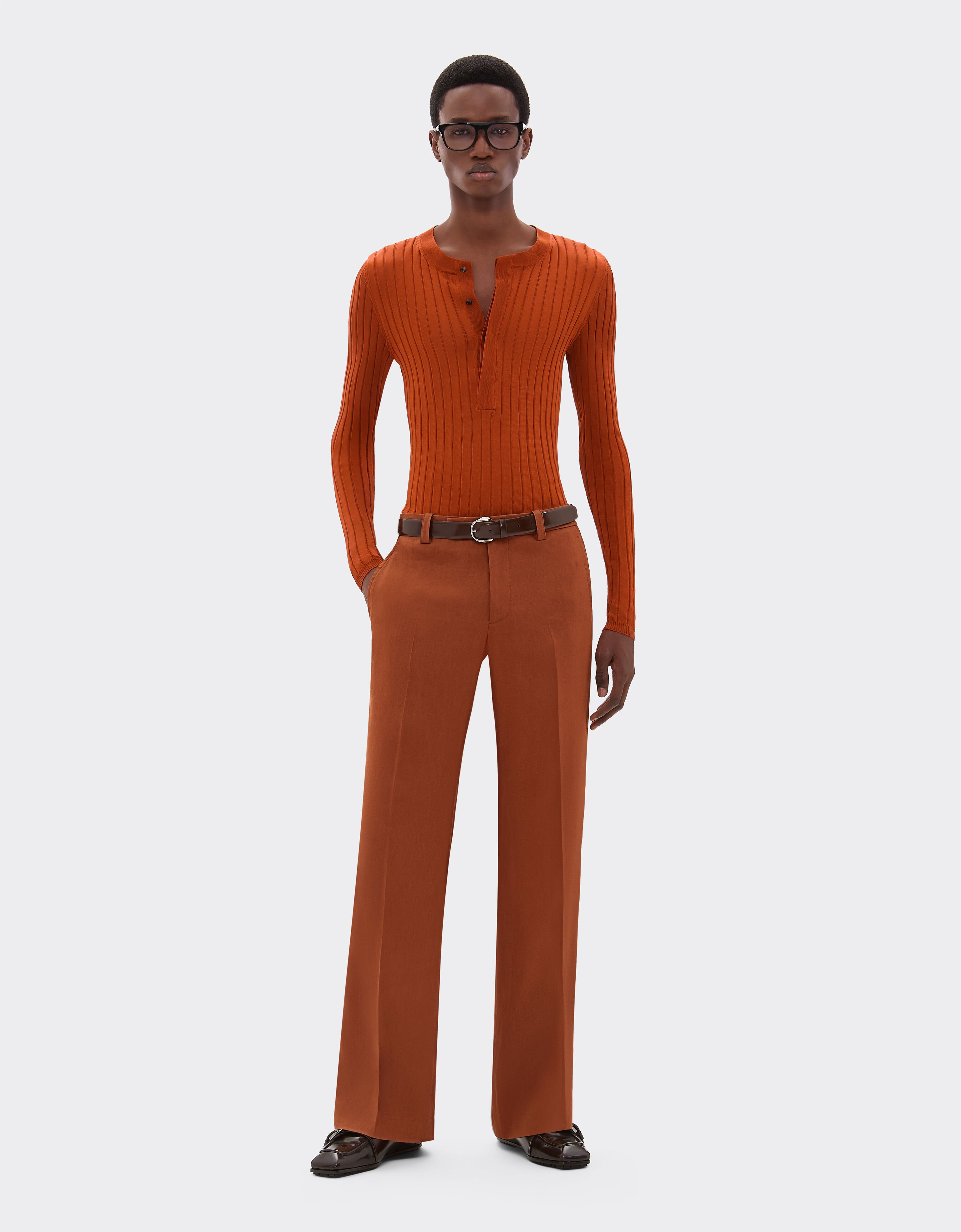Ferrari Trousers in linen and viscose gabardine Tabacco 22089f