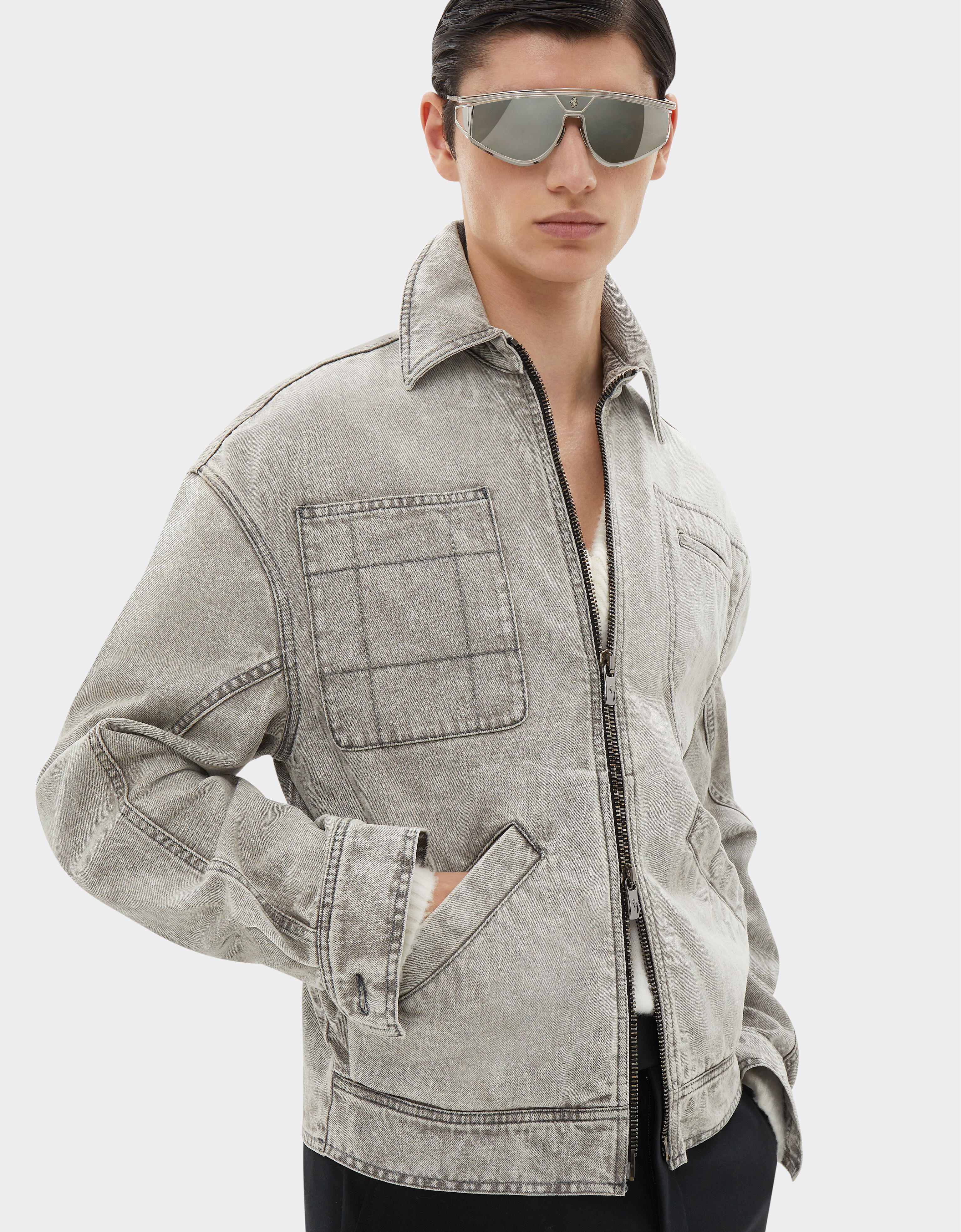 White denim bomber jacket cheap