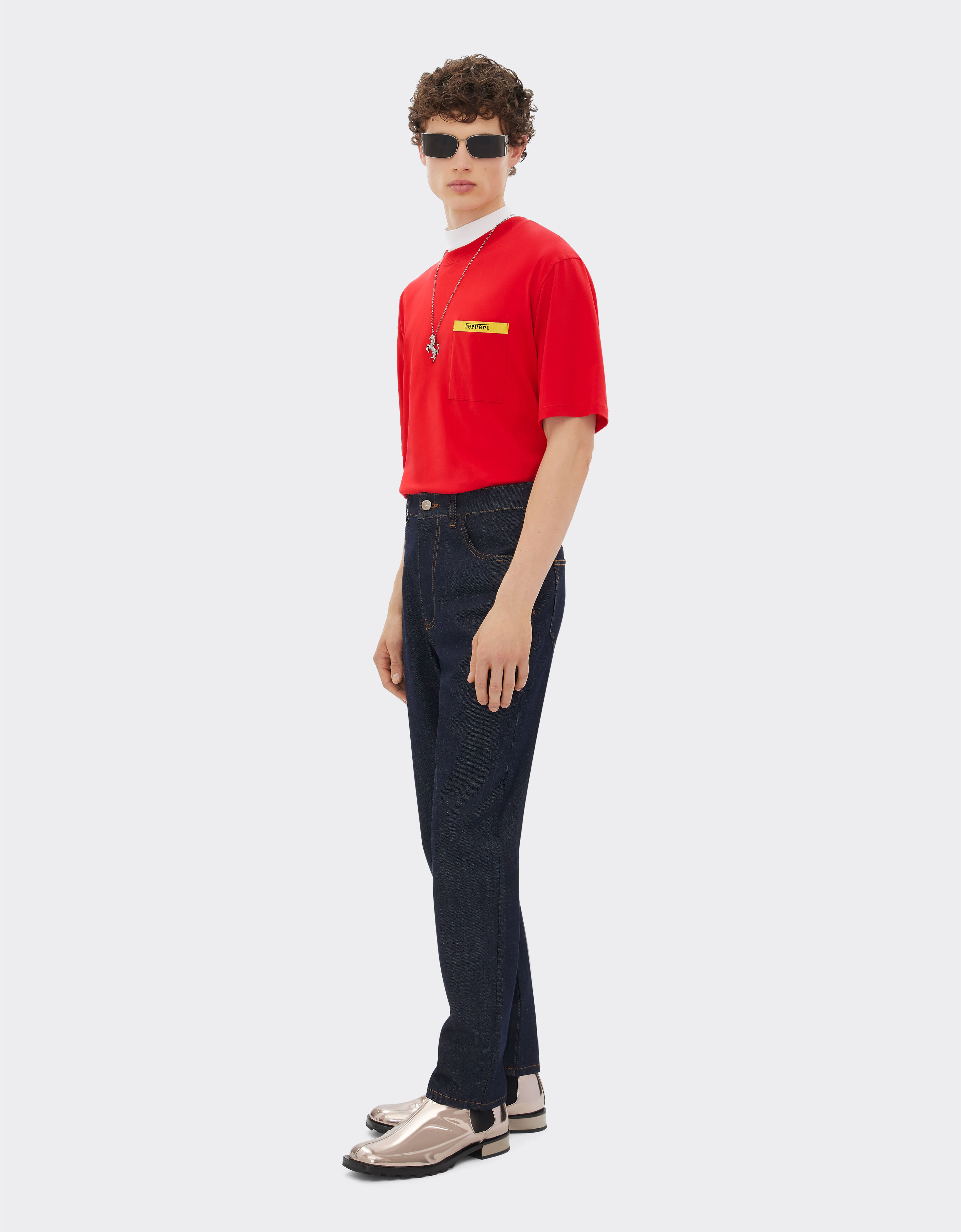 Ferrari Cotton T-shirt with contrast detail Rosso Corsa 47825f