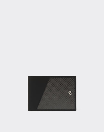 Ferrari Horizontale Brieftasche aus Leder und Karbonfaser Schwarz 20626f