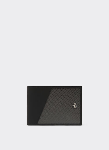 Ferrari Horizontal leather and carbon fiber wallet Black 20626f