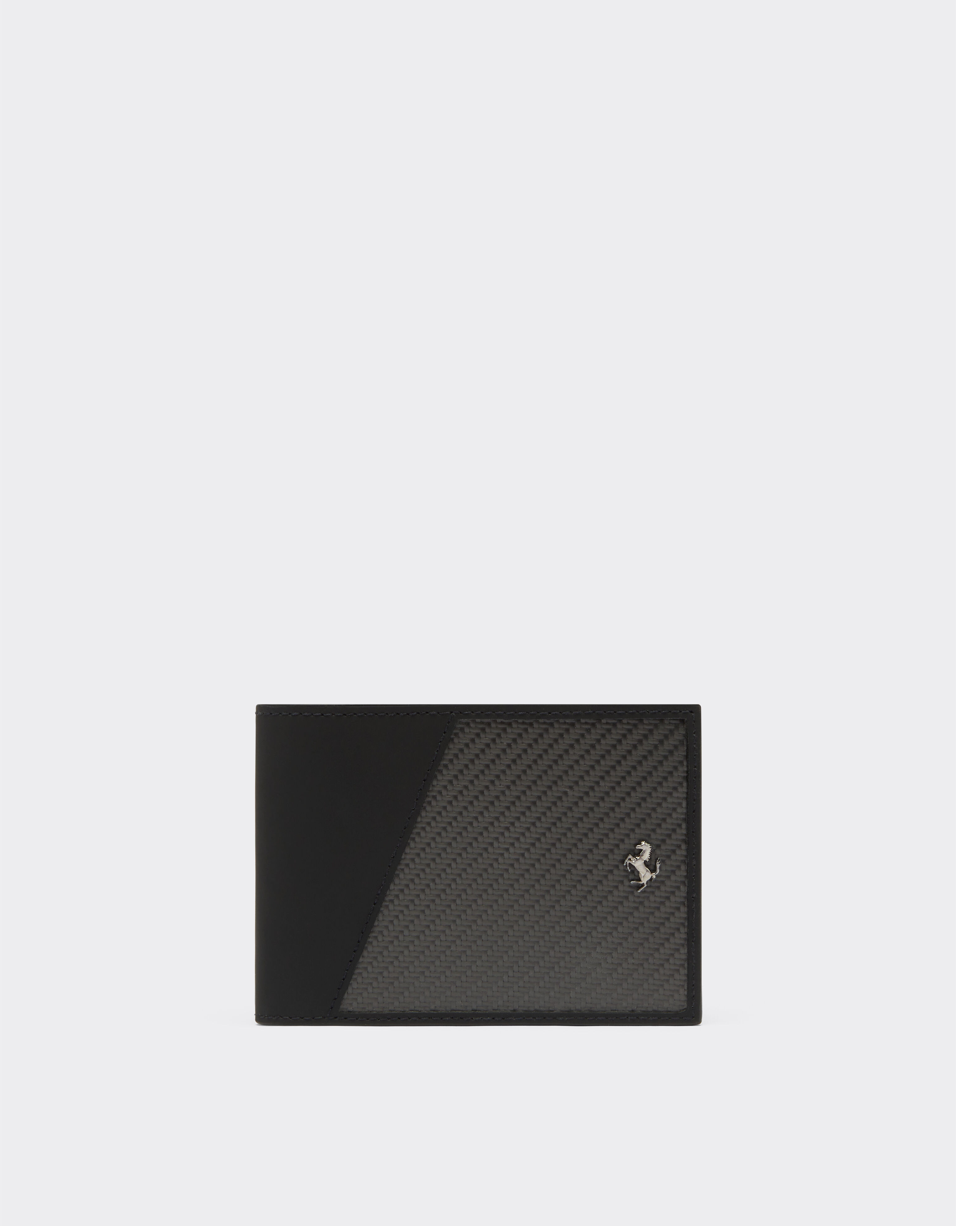Ferrari Horizontal leather and carbon fiber wallet Black 20626f