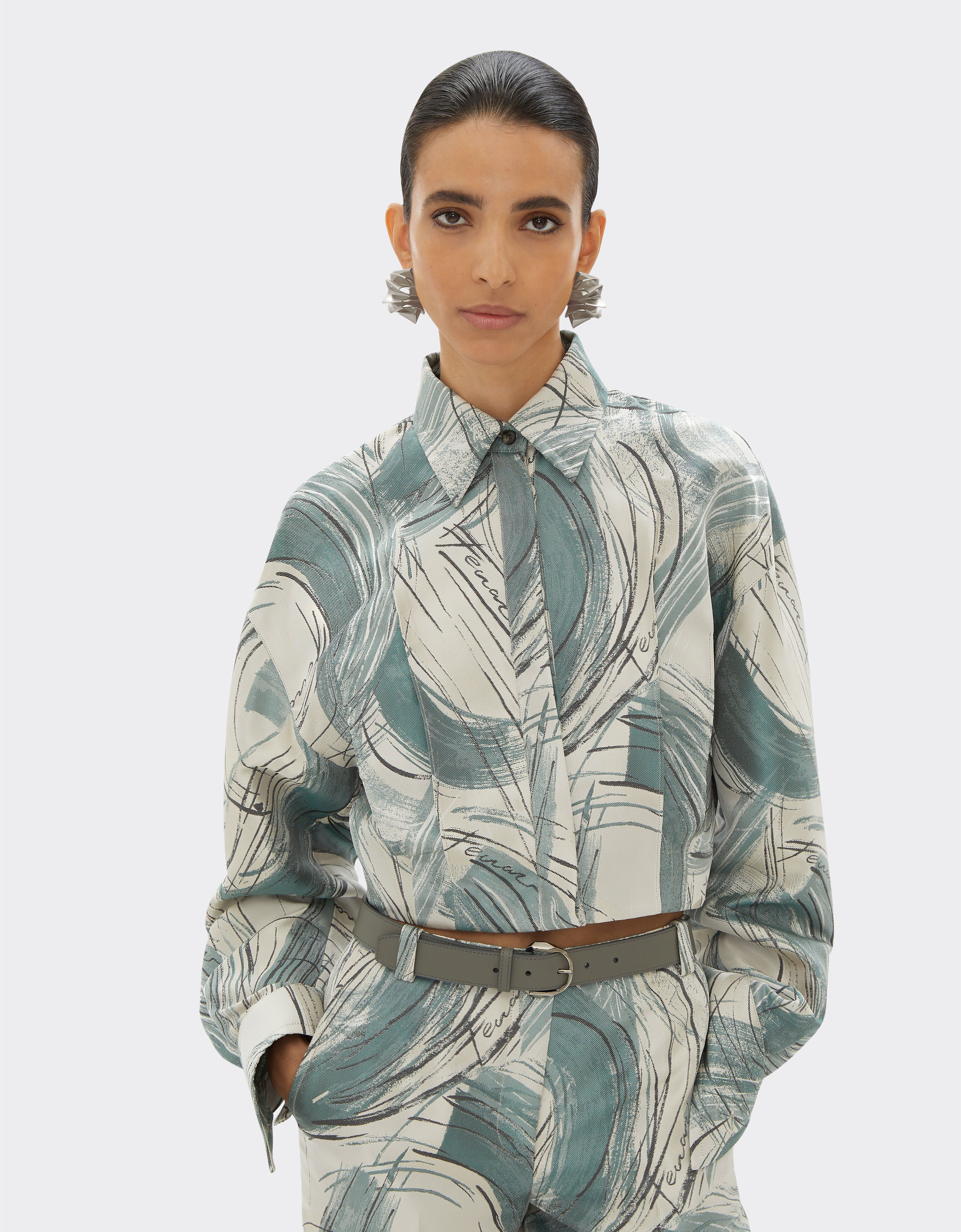 Ferrari Jacquard shirt with brushed motif Ecru 21758f