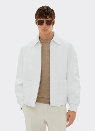 Ferrari Bomber in liquid leather Bianco Ottico 21774f