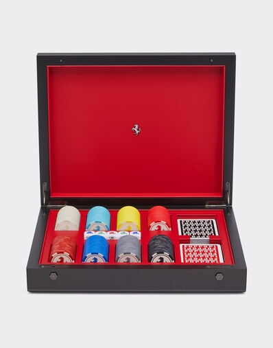 Ferrari Poker kit with case in wood and carbon fibre Black 48588f