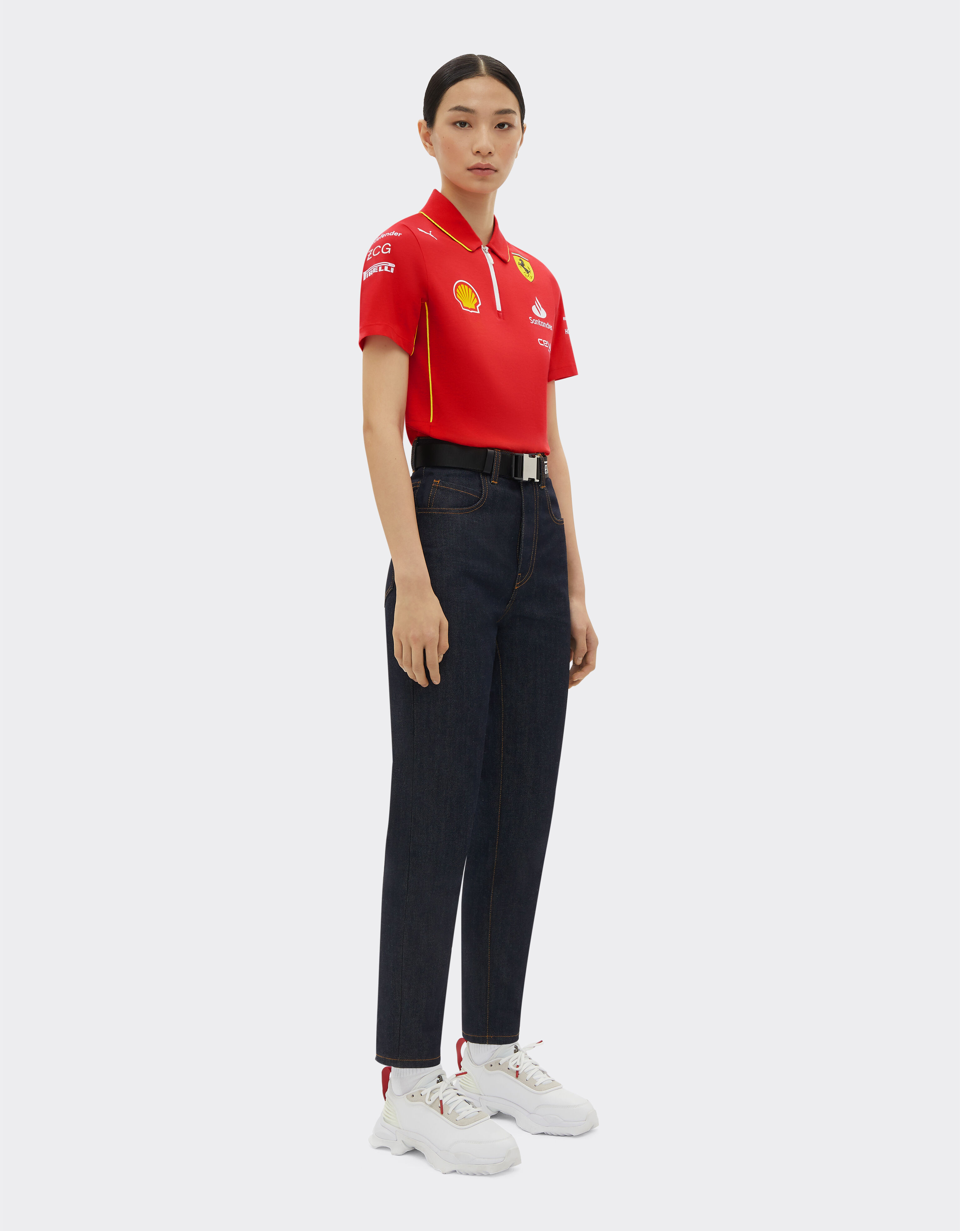 2024 Scuderia Ferrari Team Replica polo shirt in Rosso Corsa for Women Ferrari