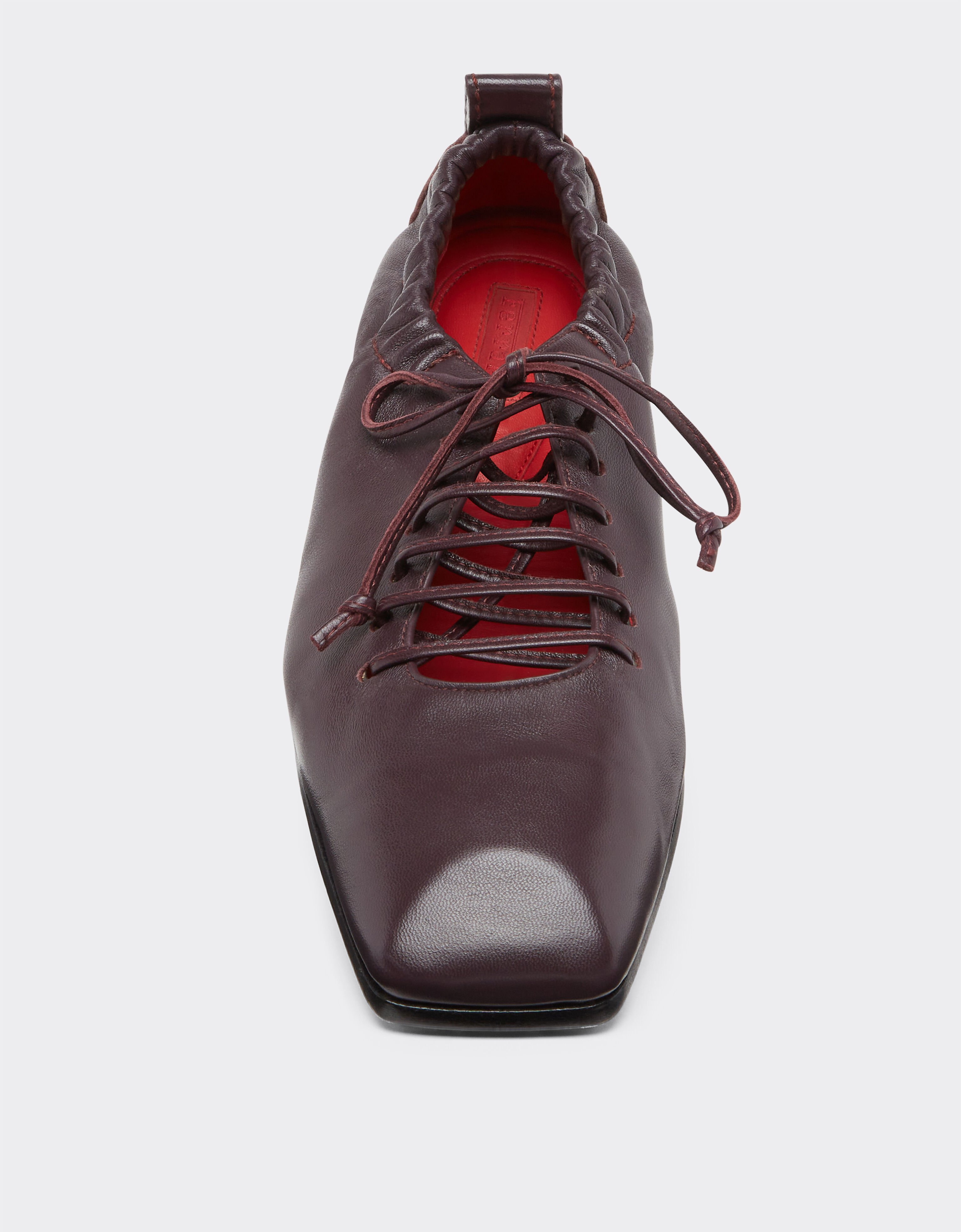 Ferrari Bailarina de piel con cordones Rojo Maison 22316f