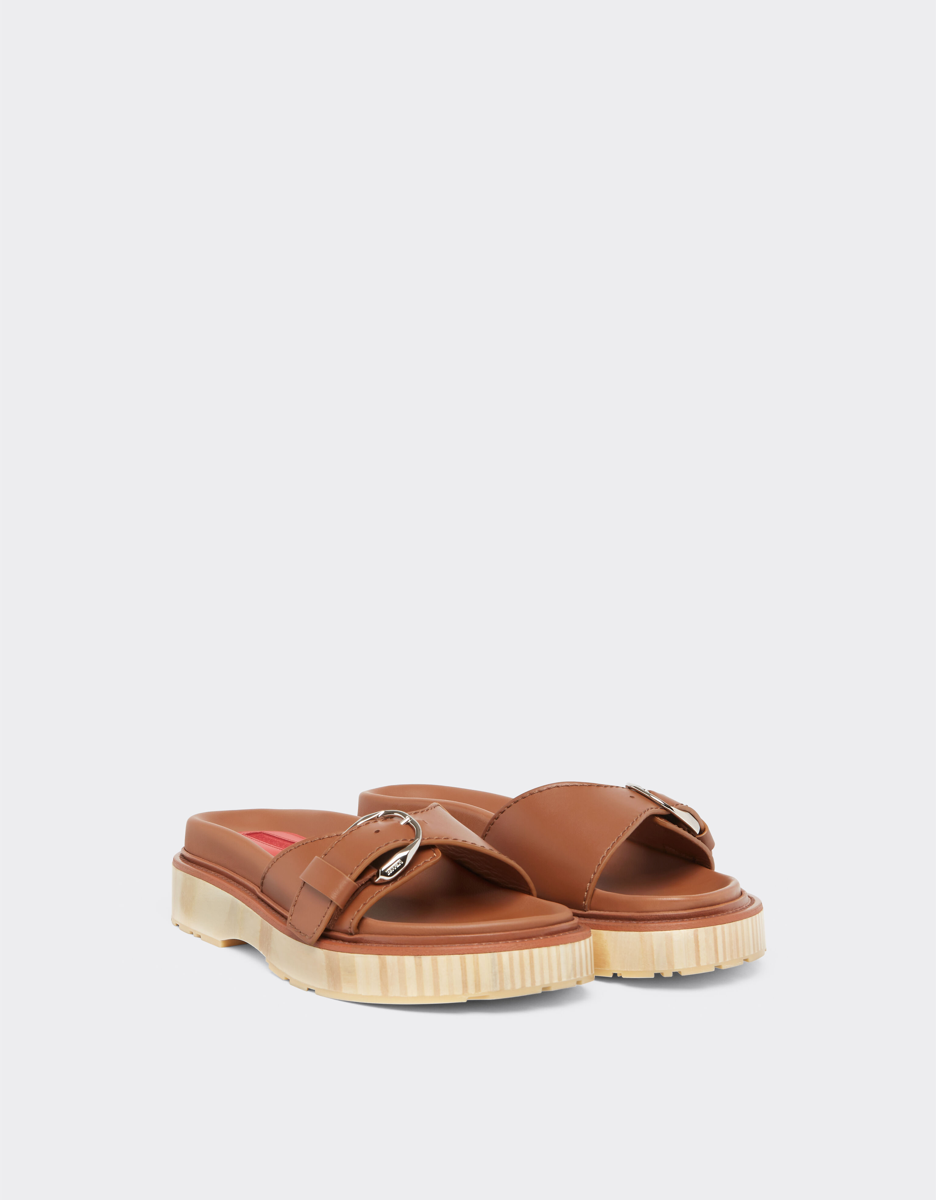 Ferrari Leather sliders with wooden sole Hide 22315f