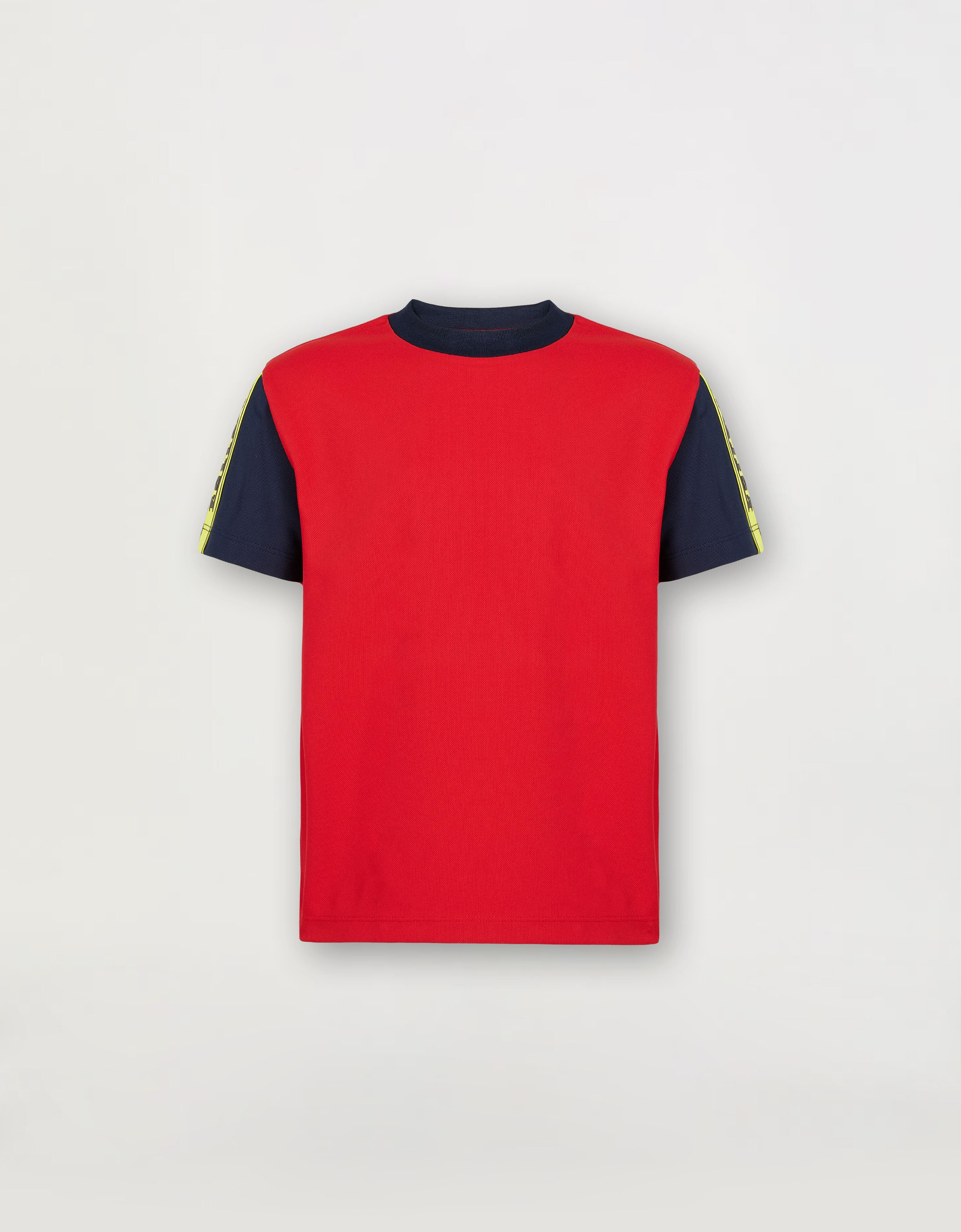 ${brand} T-shirt bambino in piquet tecnico riciclato con nastro Ferrari ${colorDescription} ${masterID}