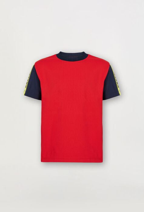 Ferrari T-Shirt für Jungen aus recyceltem technischem Pikee mit Ferrari-Logotape Rosso Corsa 47932fK