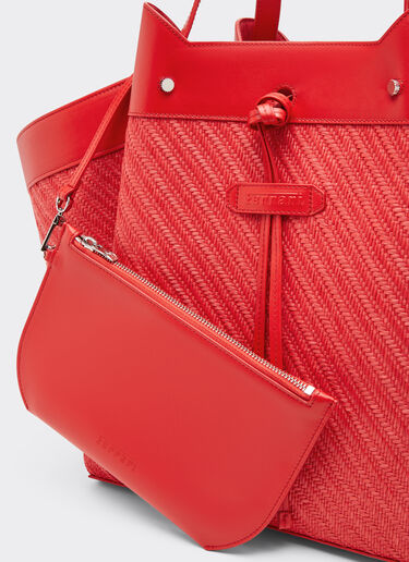 Ferrari Raffia and leather tote bag Rosso Dino 49110f