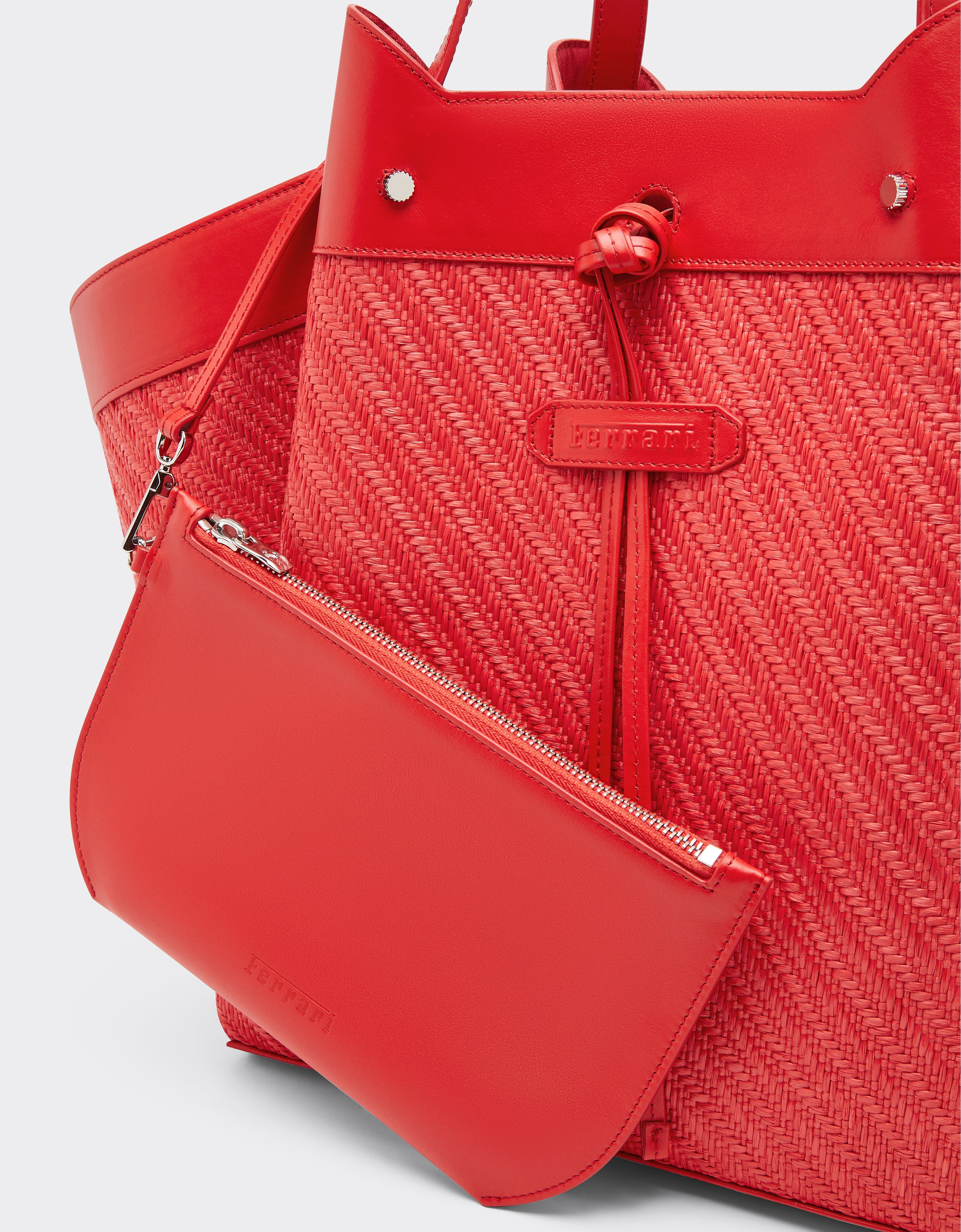 Ferrari Raffia and leather tote bag Rosso Dino 49110f