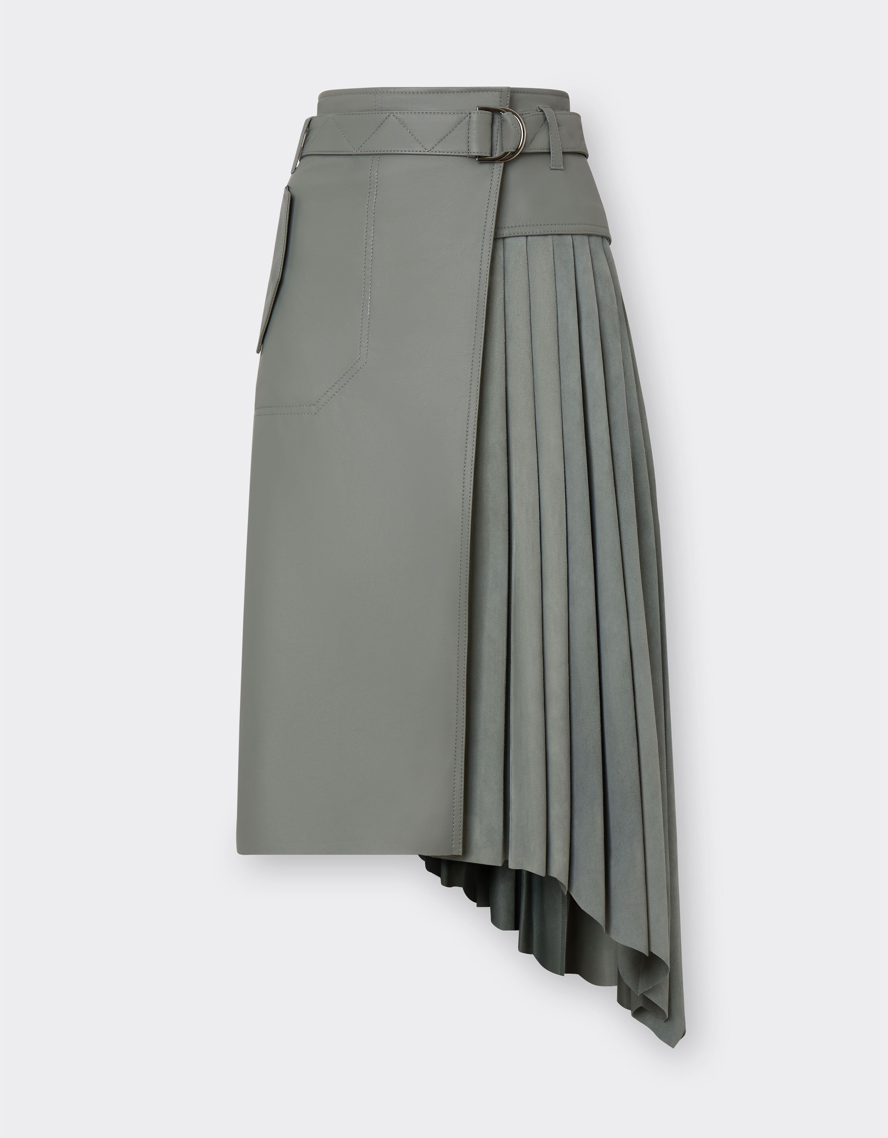 Ferrari Pleated skirt in suede and leather Optical White 48334f