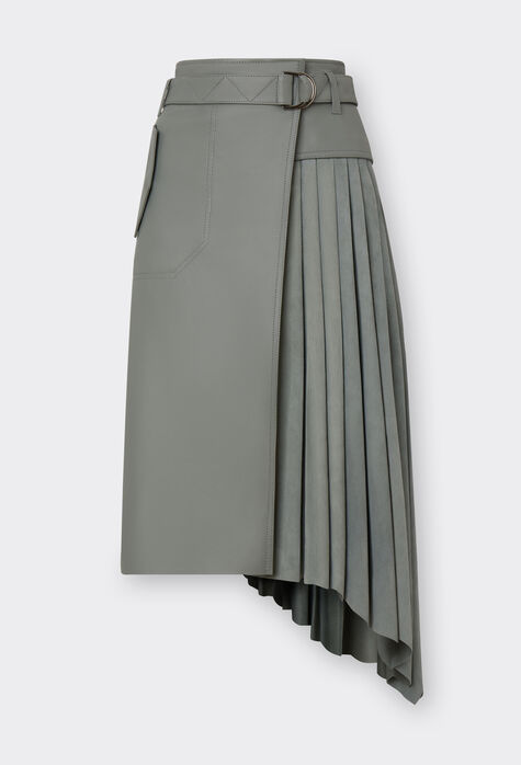 Ferrari Pleated skirt in suede and leather Charcoal 20010f