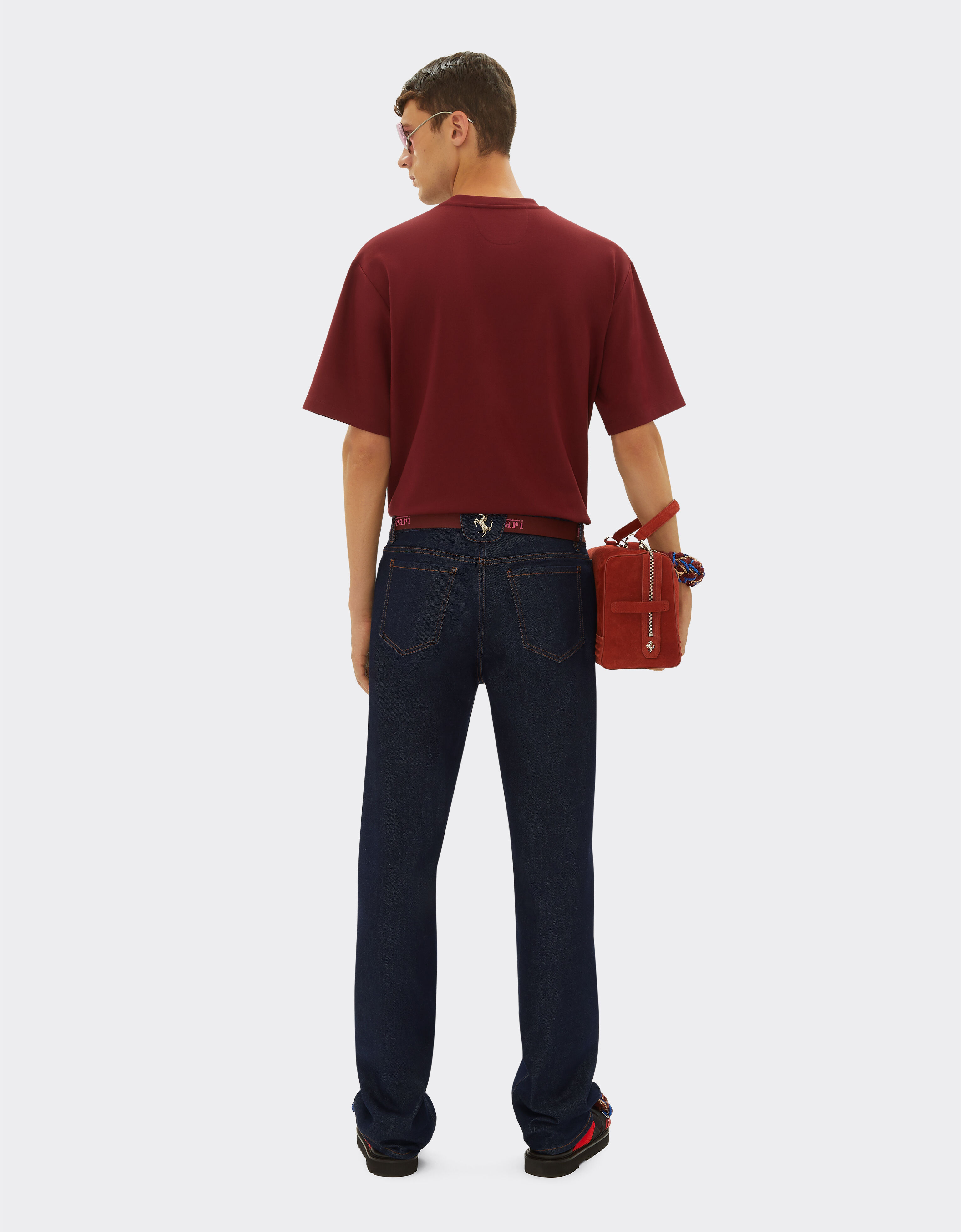 Pantalon cinq poches en denim fonce en Jean fonce pour homme Ferrari