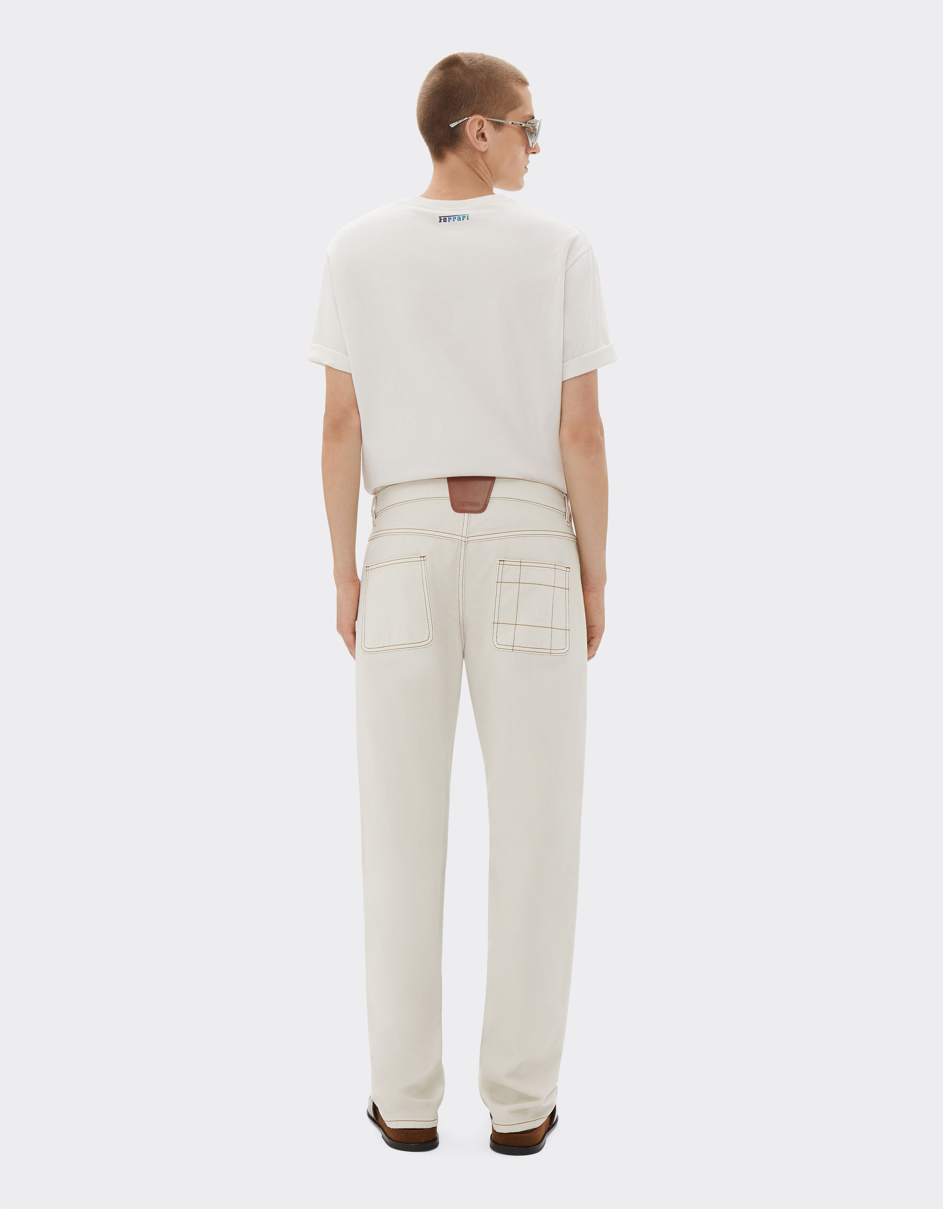Ferrari Five-pocket denim trousers Ecru 21814f