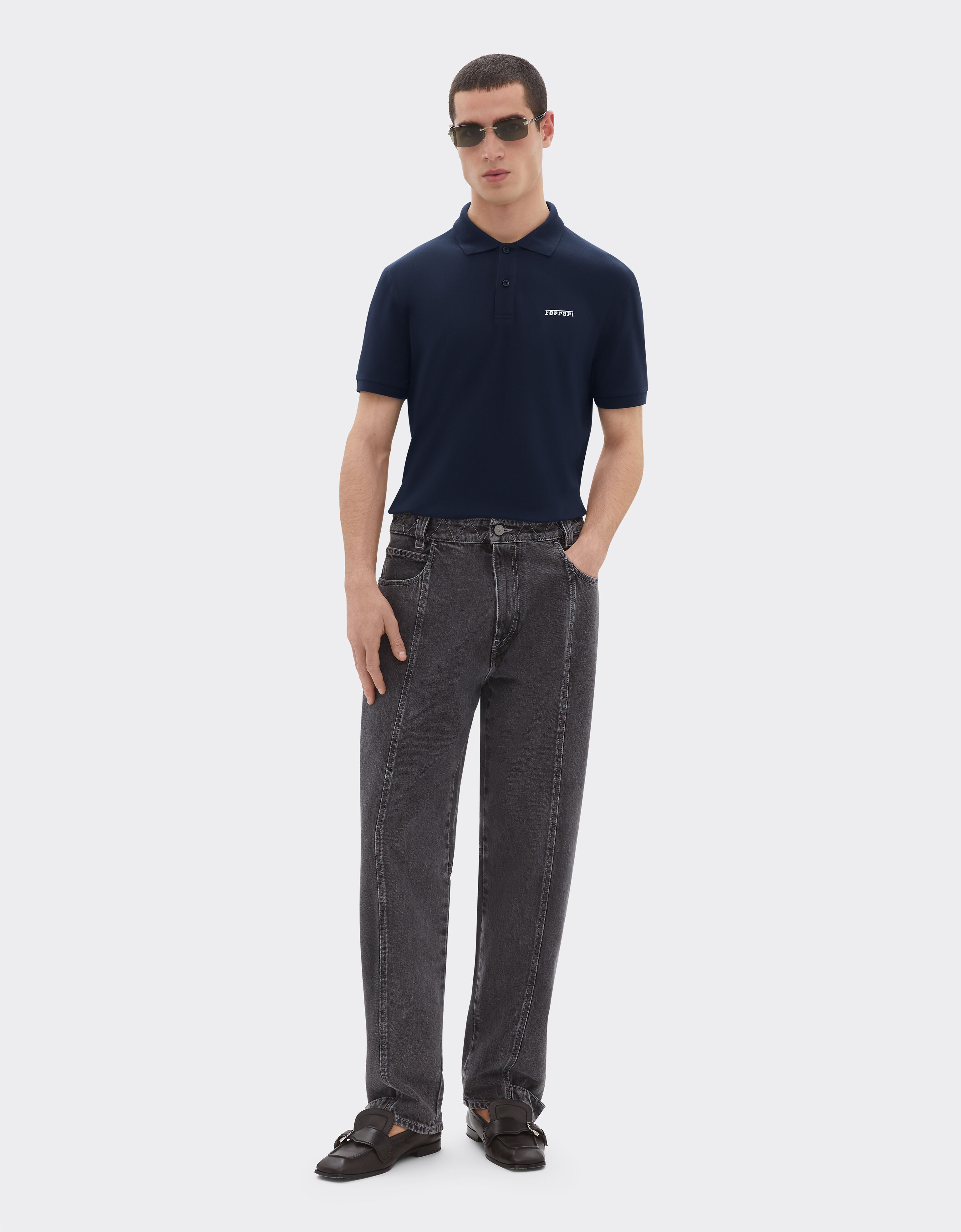 Cotton polo shirt with Ferrari logo Ferrari Cotton polo shirt with Ferrari logo Navy 51058f