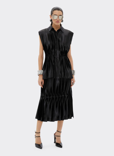 Ferrari Pleated shirt in liquid satin Black 21631f