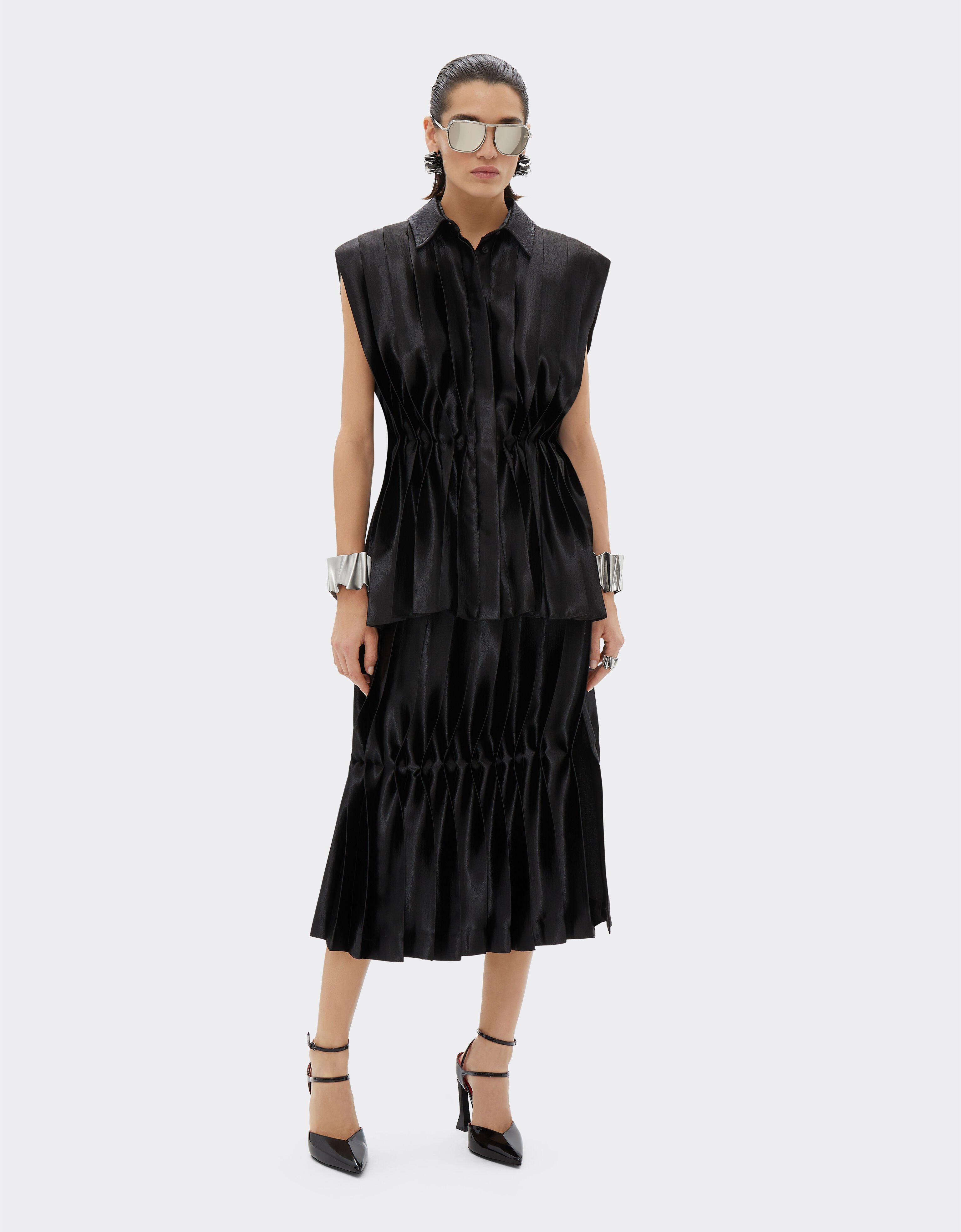 Ferrari Pleated shirt in liquid satin Black 21631f