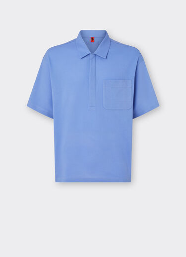 Ferrari Cotton polo shirt with 7X7 check pattern Cyan 21203f