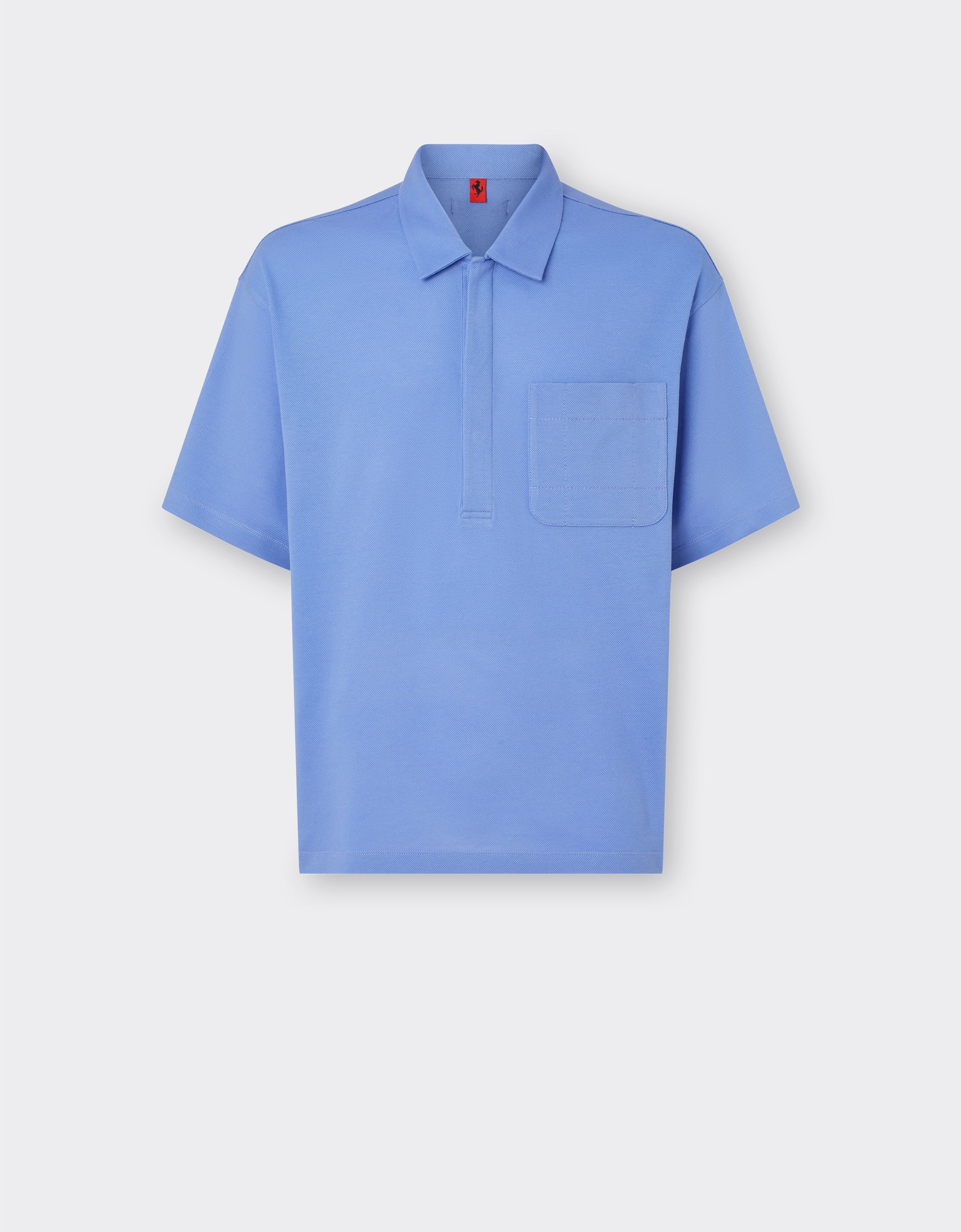 Ferrari Poloshirt aus Baumwolle mit 7X7-Karo-Muster Cyan 21203f