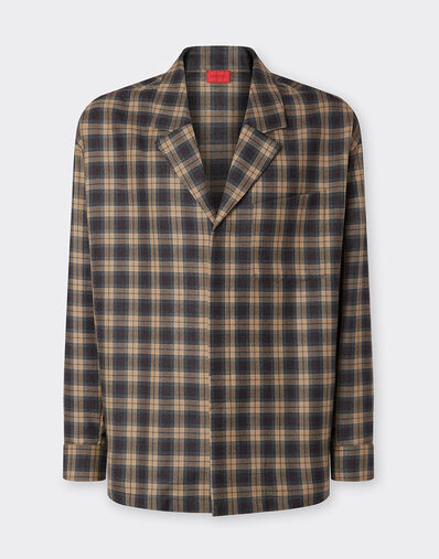 Ferrari Chemise en laine écossaise Gris chiné 22616f