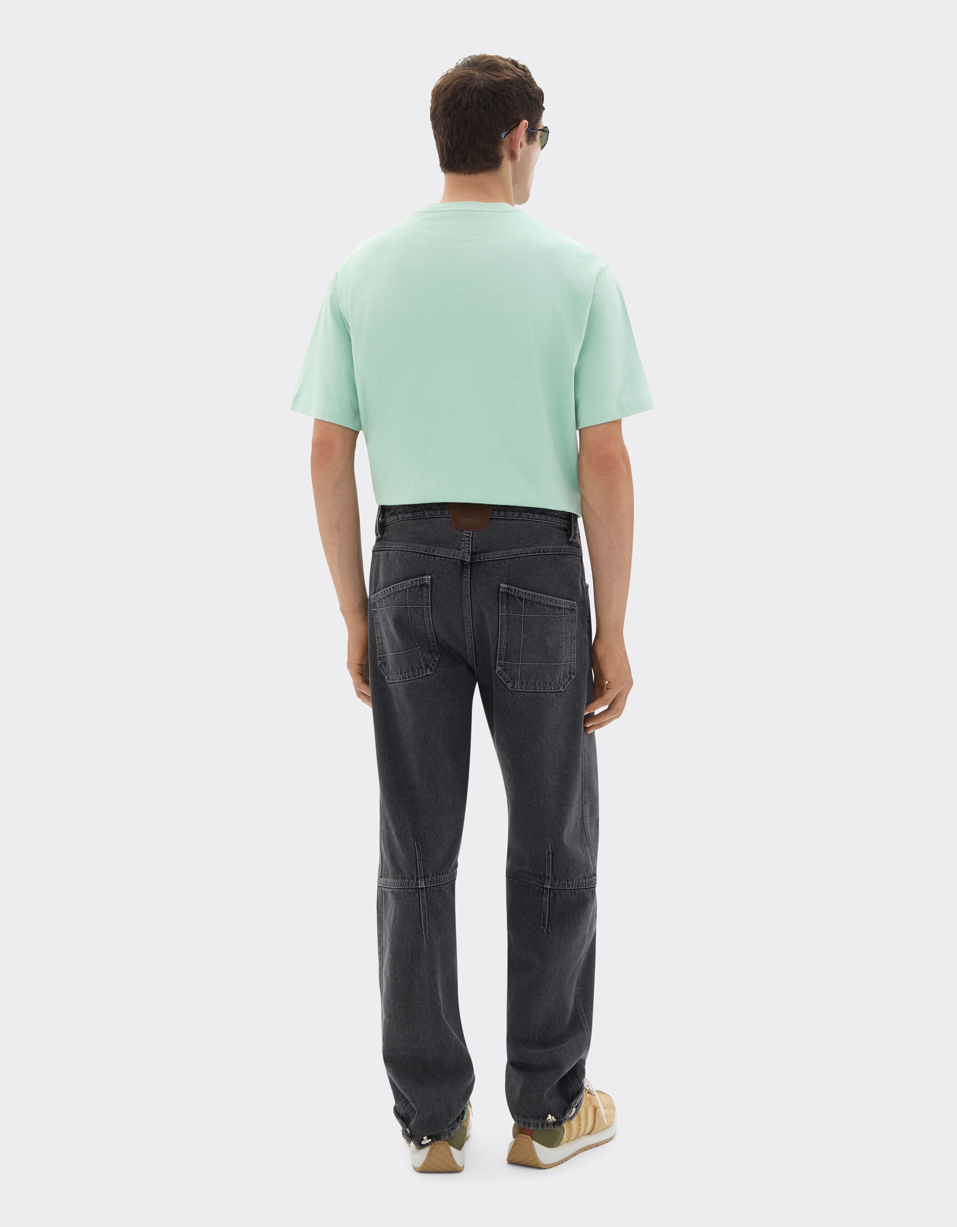 Ferrari Cotton T-shirt with embroidered Ferrari logo Granite Green 50837f