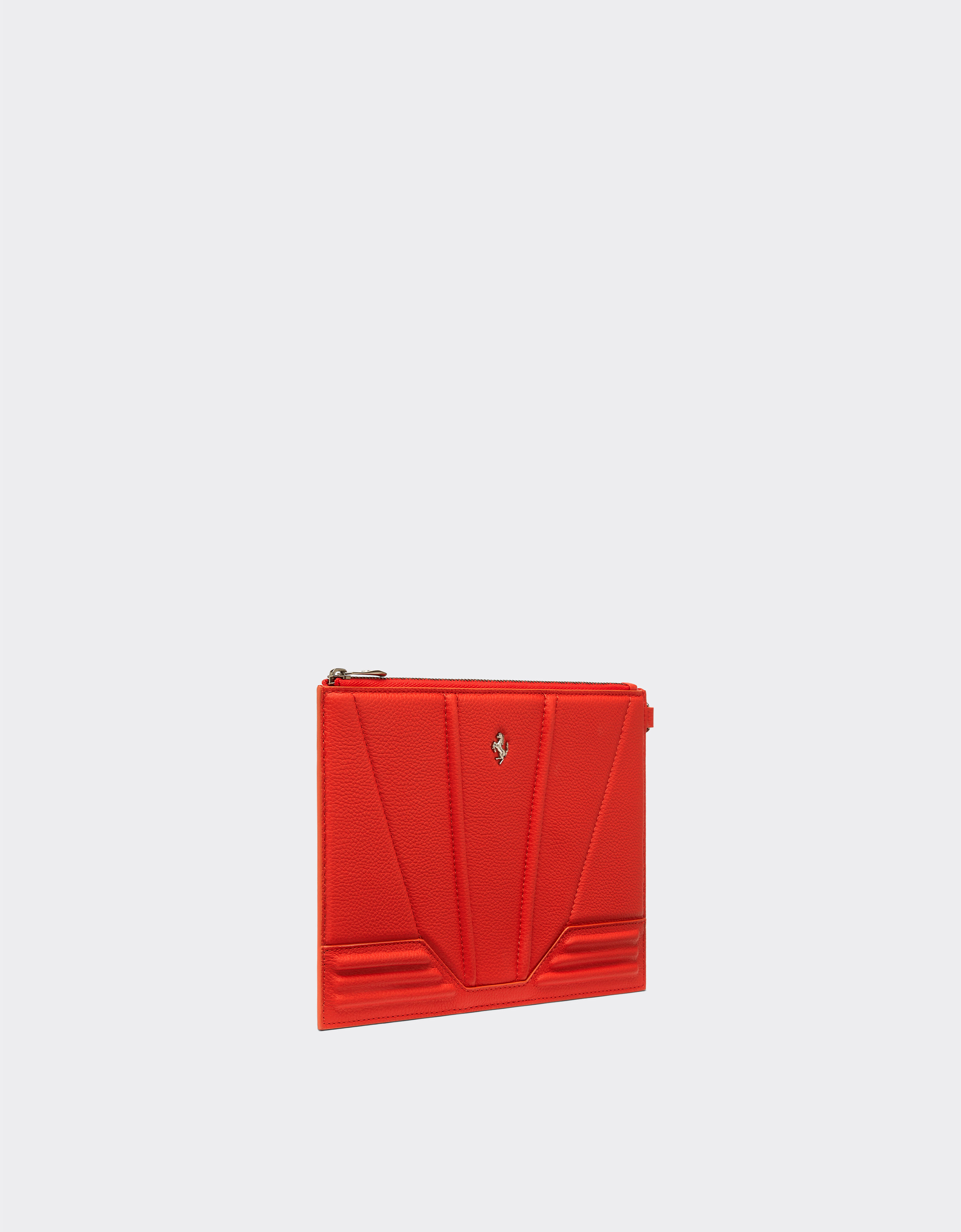 Ferrari 3D 图案纹理皮革手包 Rosso Dino 红色 20421f