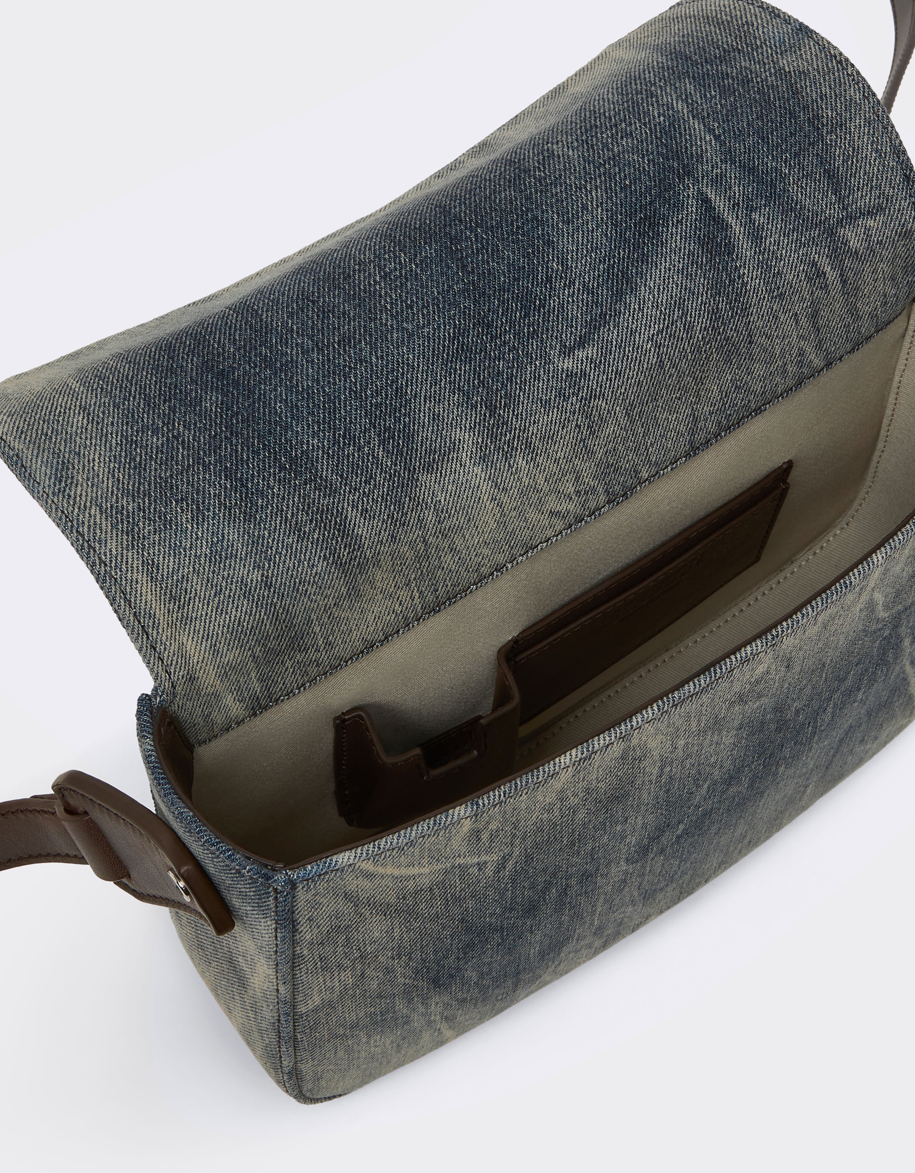 Ferrari Messenger bag in acid-washed denim Blu Denim 51330f